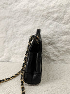 Chanel 31 Bag Super Mini Black Shiny Calfskin Gold‑Tone Hardware Pre‑Owned Top Handle Chain Crossbody
