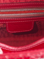 Christian Dior Lady Dior Medium Red Patent Cannage Silver‑Tone Hardware Pre‑Owned Top Handle Handbag