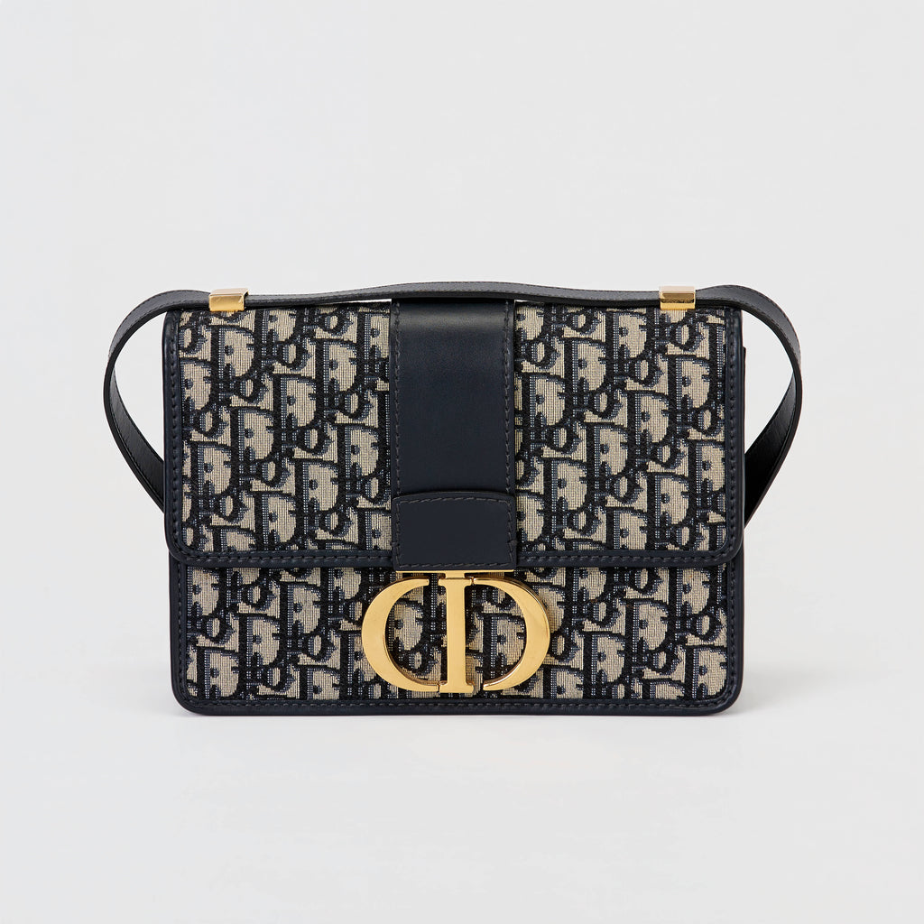 Dior 30 Montaigne Bag Blue Dior Oblique Canvas Gold‑Tone Hardware