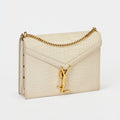 YSL Saint Laurent Cassandra Bag Cream Croc‑Embossed Leather Gold‑Tone Hardware