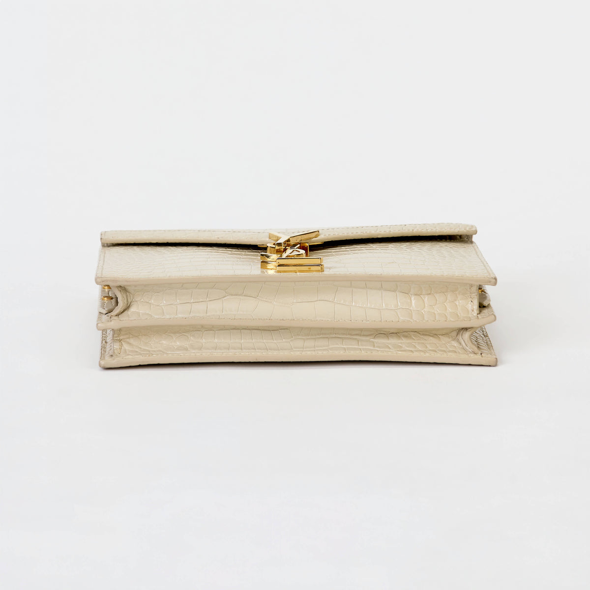 YSL Saint Laurent Cassandra Bag Cream Croc‑Embossed Leather Gold‑Tone Hardware