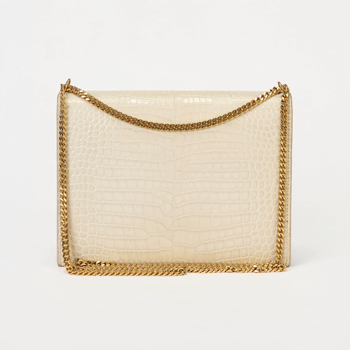 YSL Saint Laurent Cassandra Bag Cream Croc‑Embossed Leather Gold‑Tone Hardware