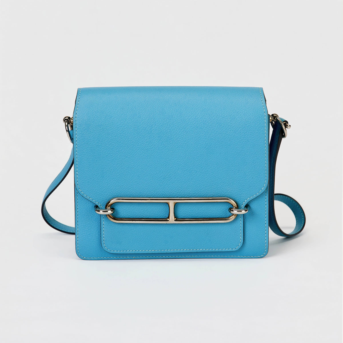 Hermès Roulis Bag Blue Evercolor Leather Palladium Hardware Crossbody