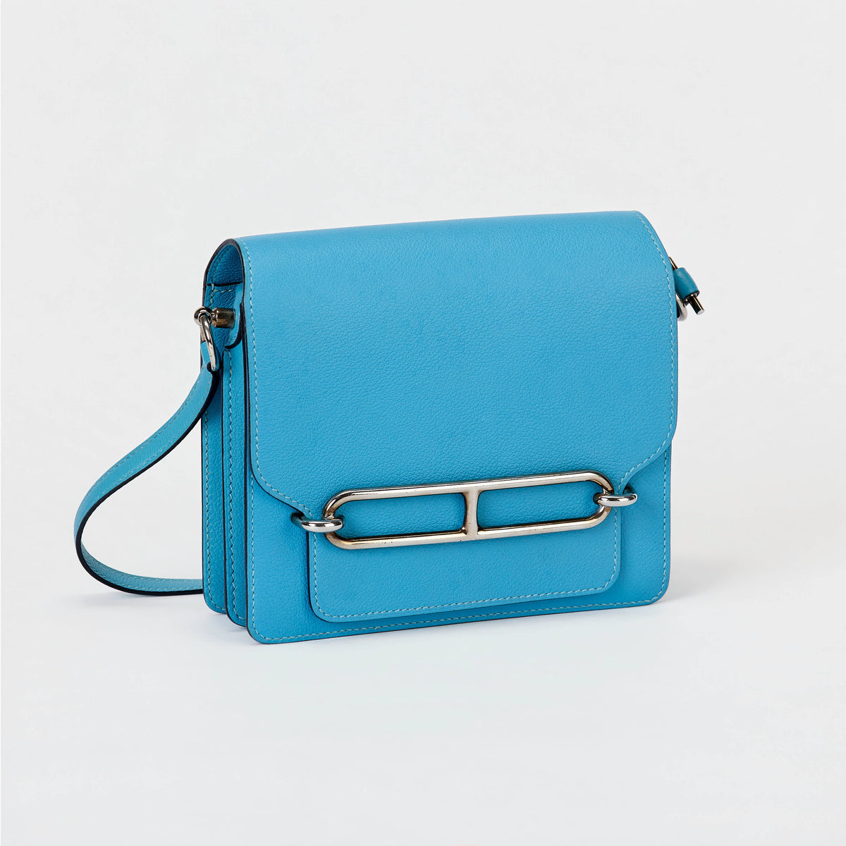 Hermès Roulis Bag Blue Evercolor Leather Palladium Hardware Crossbody