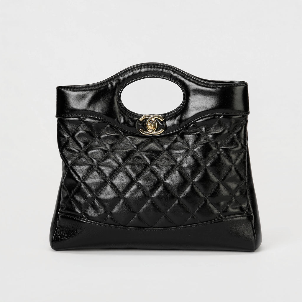 Chanel 31 Mini Shopping Bag Black Glazed Calfskin Gold‑Tone Hardware Handbag Crossbody