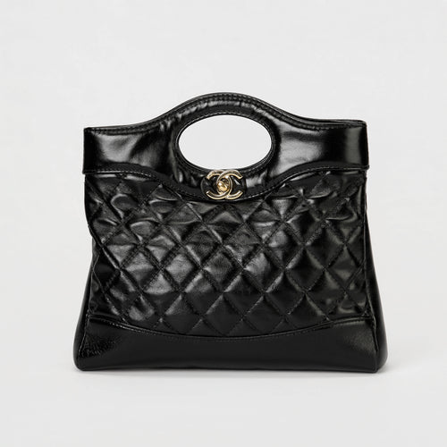 Chanel 31 Mini Shopping Bag Black Glazed Calfskin Gold‑Tone Hardware Handbag Crossbody
