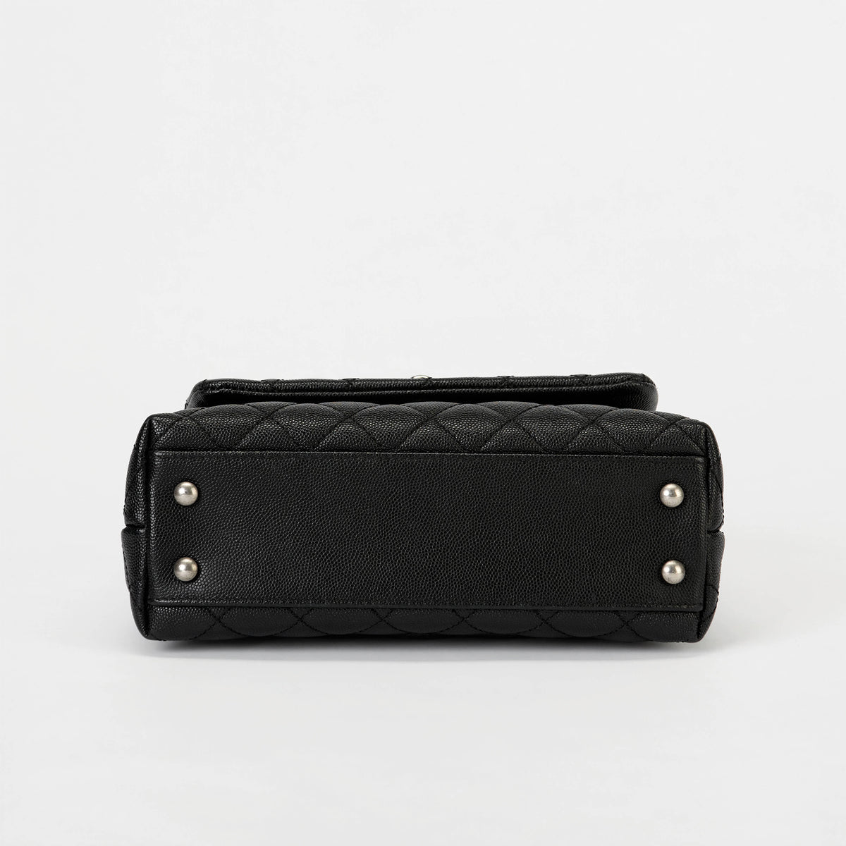 Chanel Small Coco Handle Flap Bag Black Quilted Caviar Leather