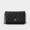 Chanel Wallet On Chain WOC Black Quilted Caviar Leather Gold Hardware
