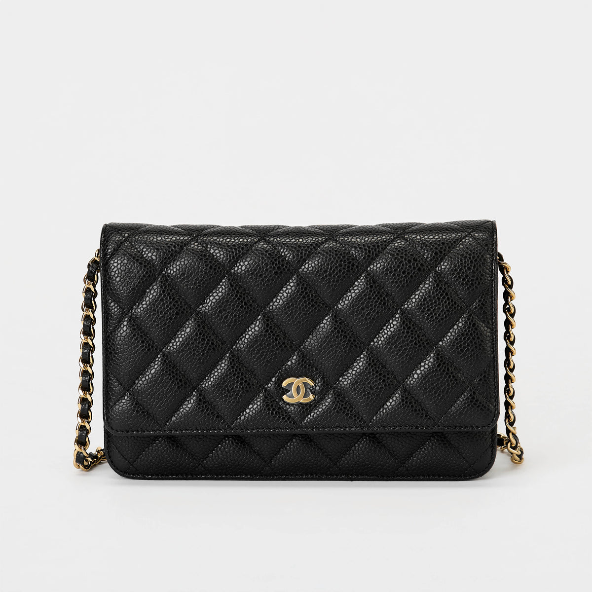 Chanel Wallet On Chain WOC Black Quilted Caviar Leather Gold Hardware