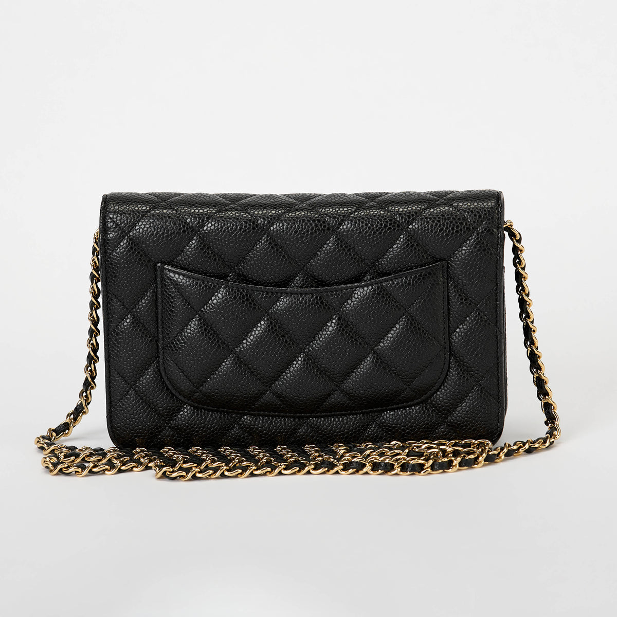 Chanel Wallet On Chain WOC Black Quilted Caviar Leather Gold Hardware
