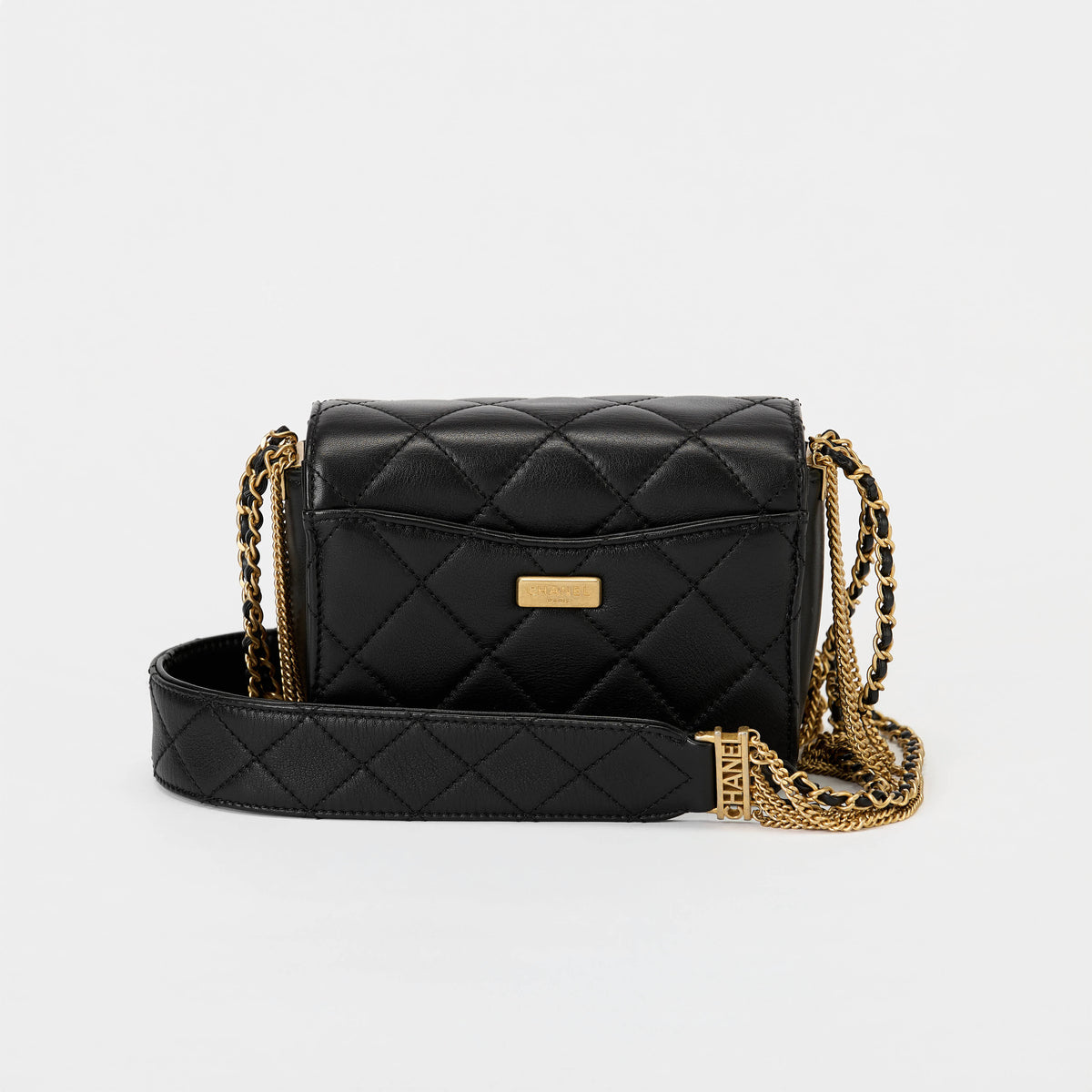 Chanel Mini Classic Flap Bag Black Quilted Lambskin Leather Gold Hardware