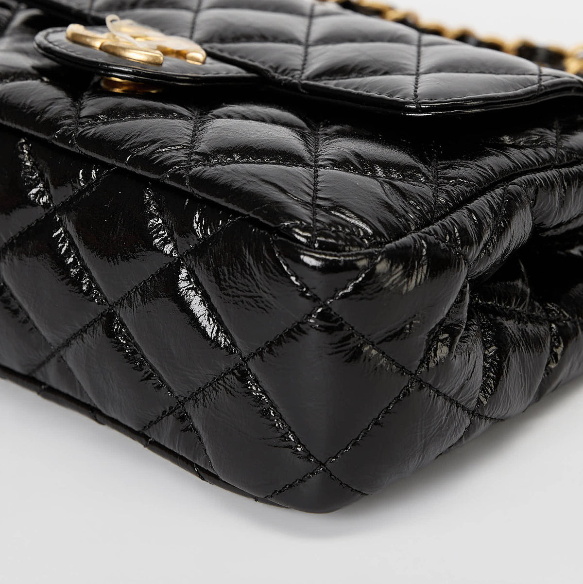 Chanel Small Hobo Bag Black Quilted Crinkled Shiny Calfskin Gold Hardware