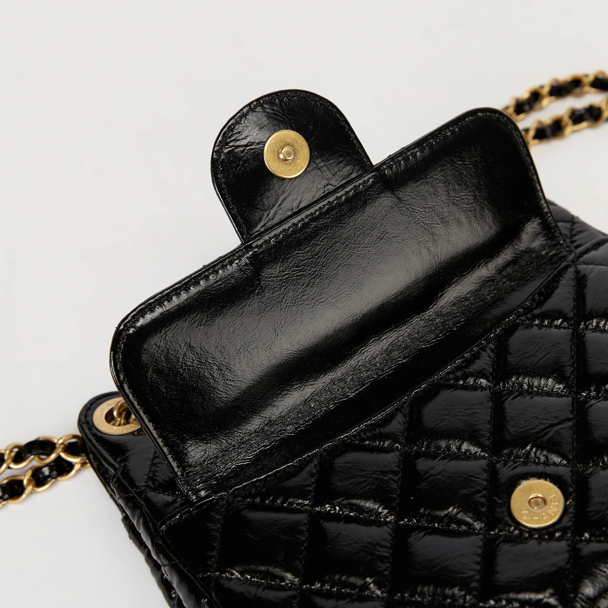 Chanel Small Hobo Bag Black Quilted Crinkled Shiny Calfskin Gold Hardware