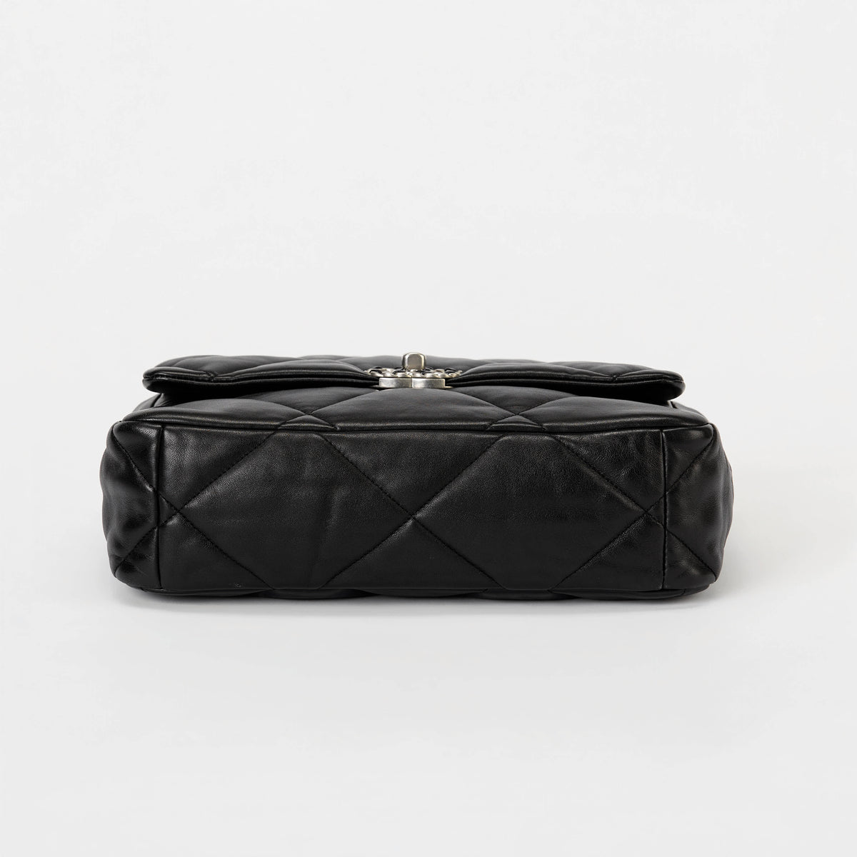 Chanel Small 19 Flap Bag Black Quilted Lambskin Leather Silver Hardware