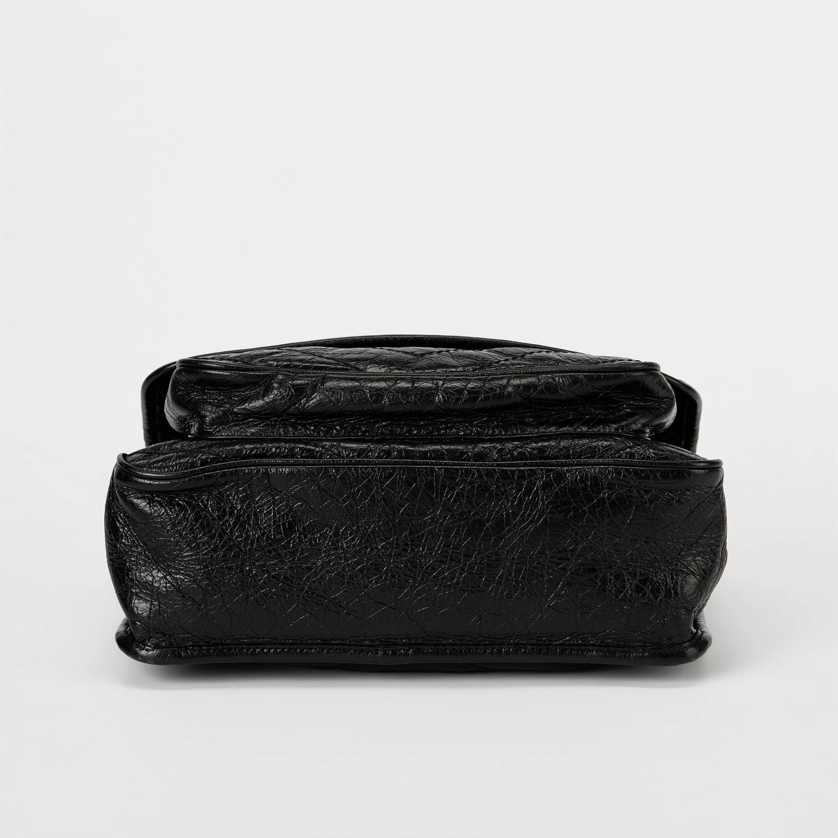 YSL Medium Niki Shoulder Bag Black Crinkle Quilted Leather Silver Hardware