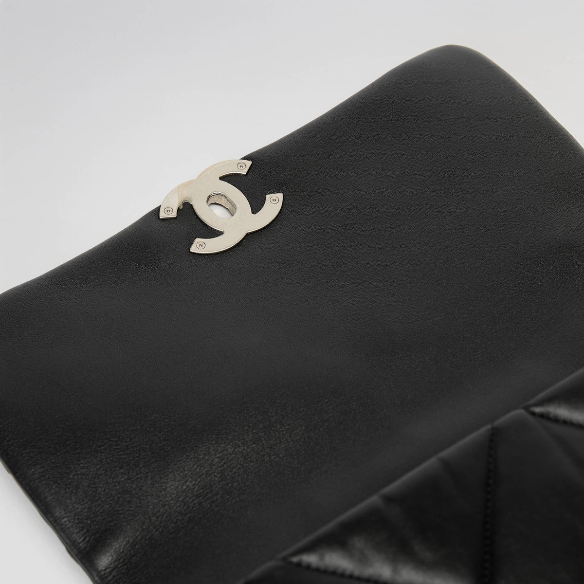 Chanel Small 19 Flap Bag Black Quilted Lambskin Leather Silver Hardware
