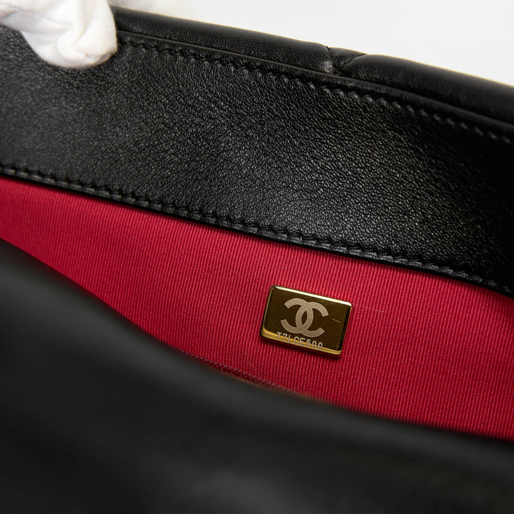 Chanel Small 19 Flap Bag Black Quilted Lambskin Leather Silver Hardware