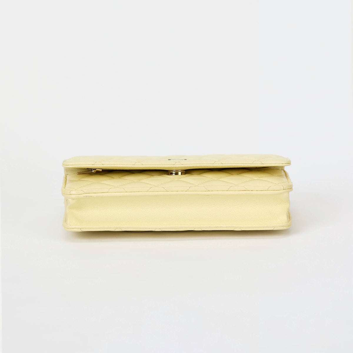 Chanel Wallet On Chain WOC Pale Yellow Caviar Leather Gold‑Tone Hardware