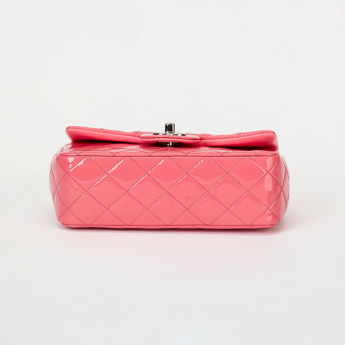Chanel Small Classic Flap Bag Bubblegum Pink Patent Leather Silver‑Tone Hardware