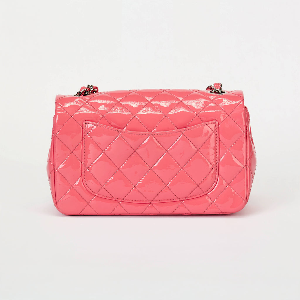 Chanel Small Classic Flap Bag Bubblegum Pink Patent Leather Silver‑Tone Hardware