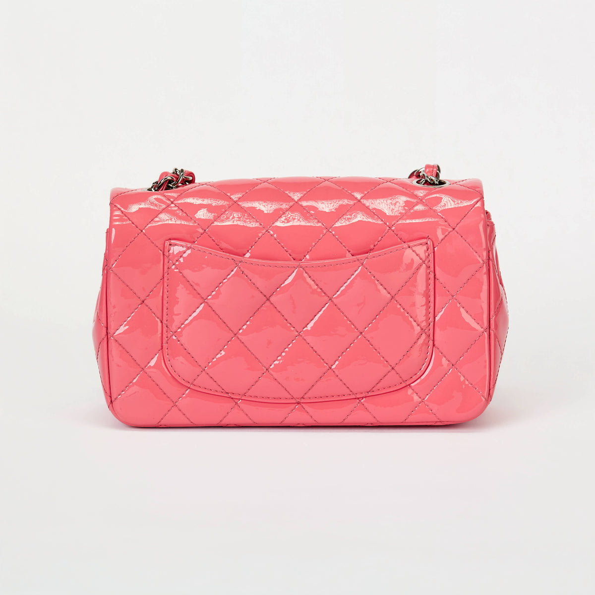 Chanel Small Classic Flap Bag Bubblegum Pink Patent Leather Silver‑Tone Hardware