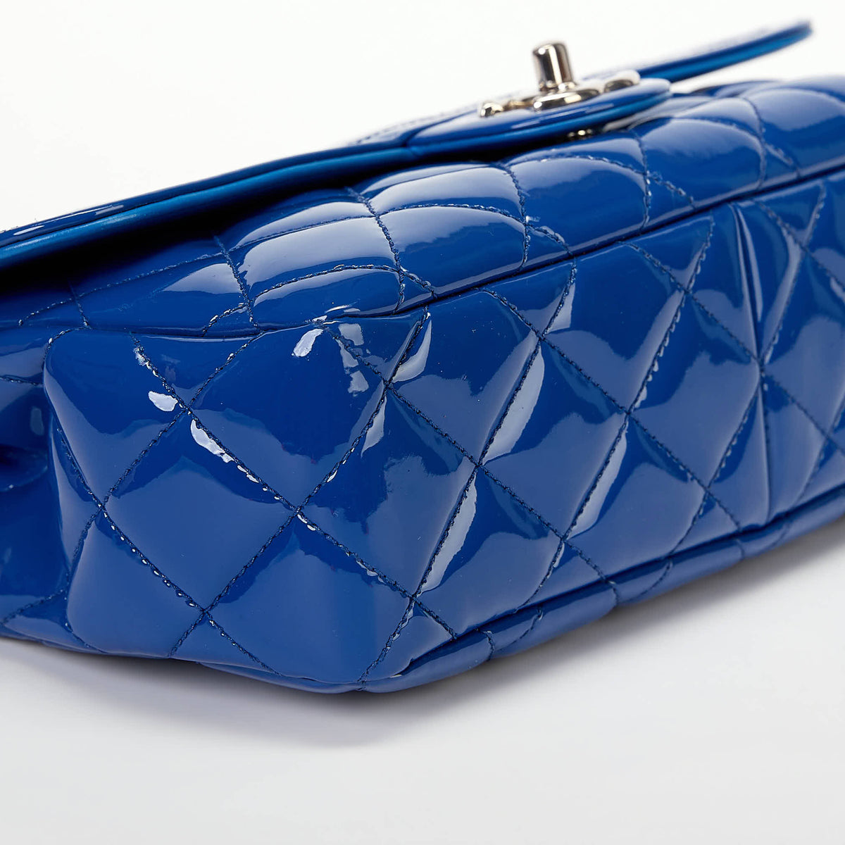 Chanel Classic Flap Bag Royal Blue Patent Leather Silver‑Tone Hardware