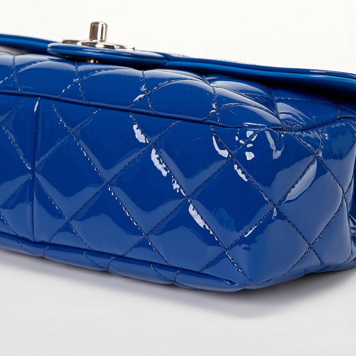 Chanel Classic Flap Bag Royal Blue Patent Leather Silver‑Tone Hardware