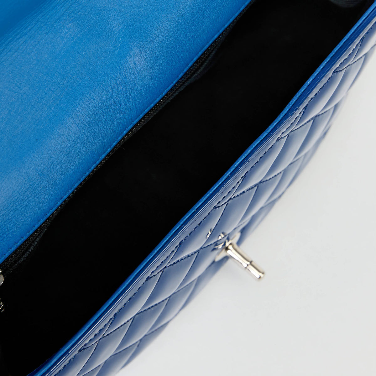 Chanel Classic Flap Bag Royal Blue Patent Leather Silver‑Tone Hardware