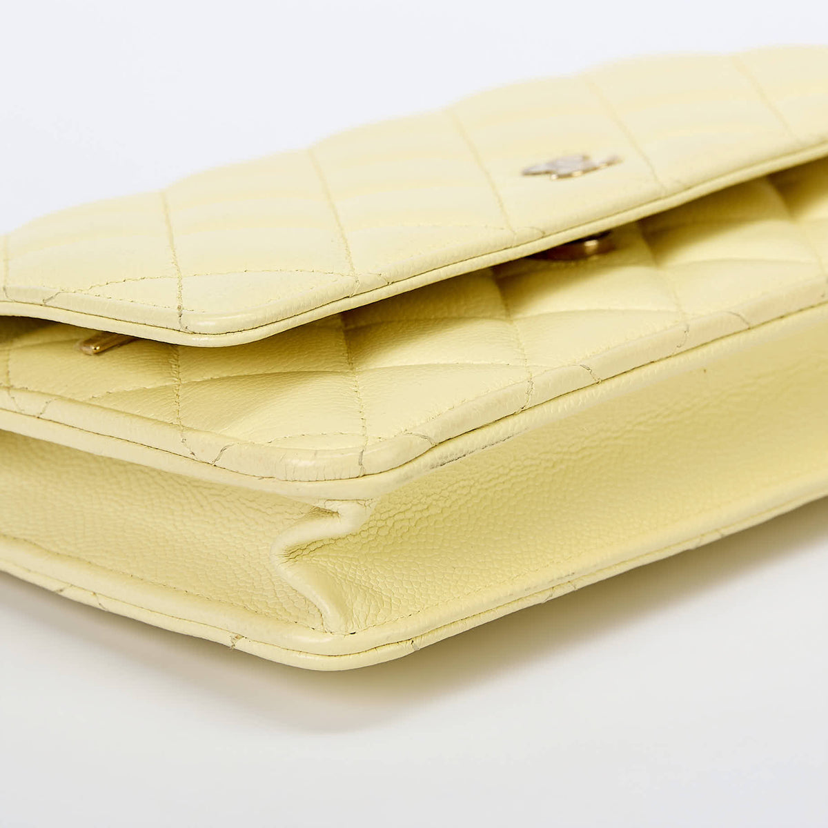 Chanel Wallet On Chain WOC Pale Yellow Caviar Leather Gold‑Tone Hardware