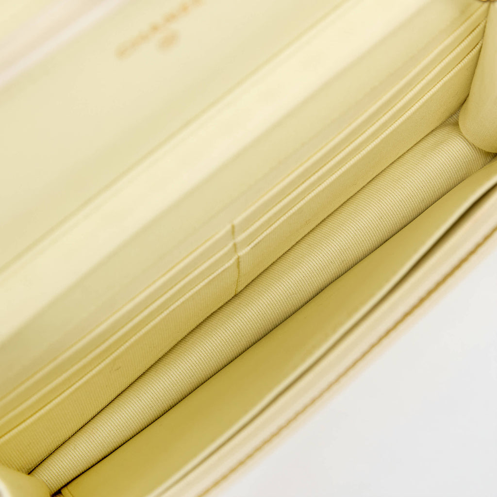 Chanel Wallet On Chain WOC Pale Yellow Caviar Leather Gold‑Tone Hardware