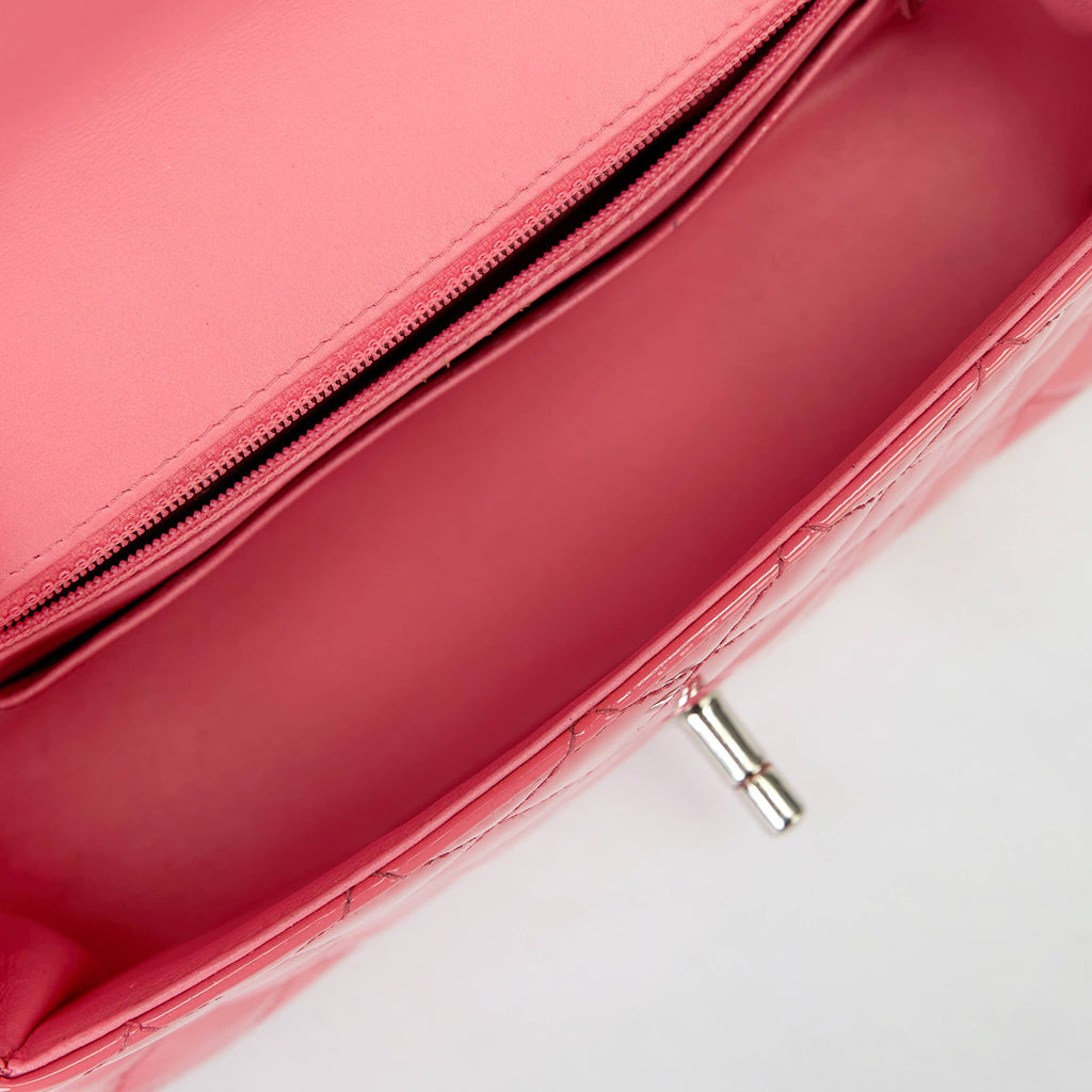 Chanel Small Classic Flap Bag Bubblegum Pink Patent Leather Silver‑Tone Hardware