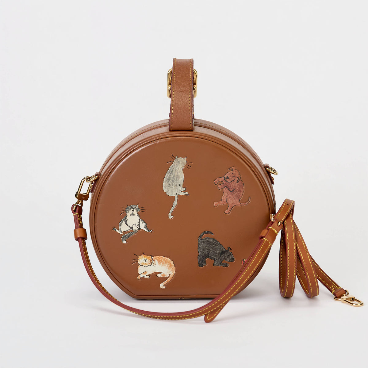 Louis Vuitton Petite Boite Chapeau Catogram Brown Leather Gold Hardware Crossbody Bag