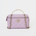 Chanel Vanity Case Light Purple Lambskin Gold‑Tone Hardware Crystal Handle Crossbody Bag