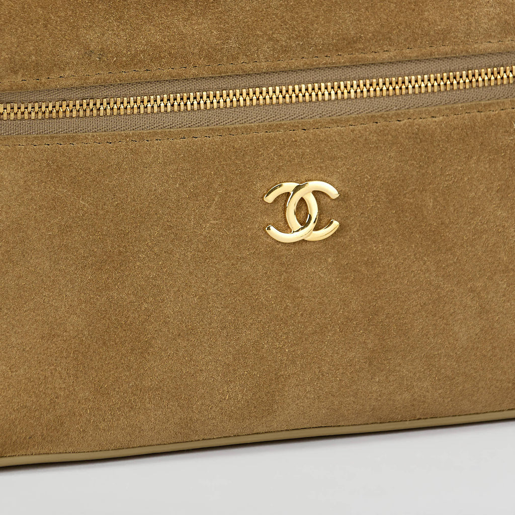 Chanel Vanity Case Camel Suede Gold‑Tone Hardware Top Handle Crossbody Bag