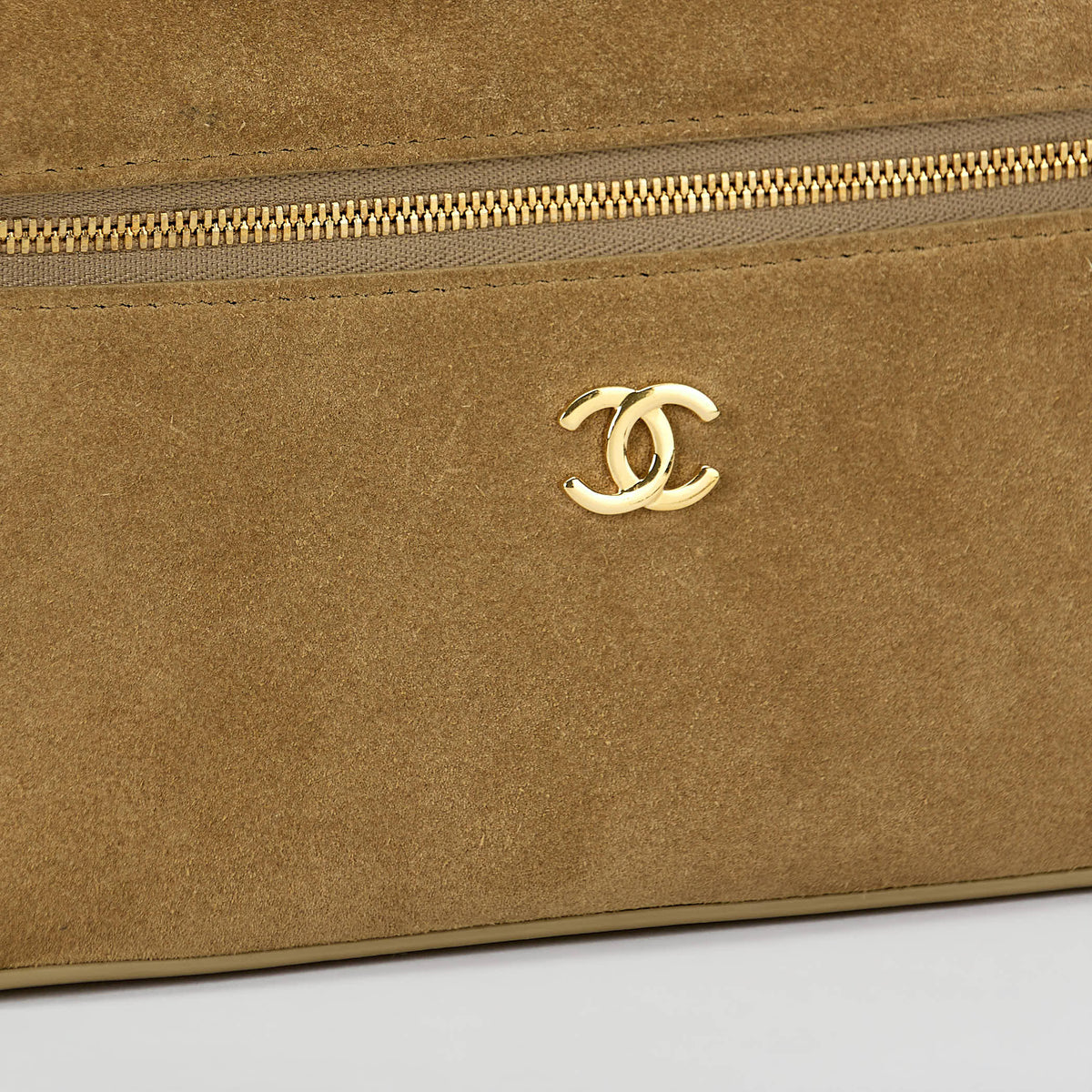 Chanel Vanity Case Camel Suede Gold‑Tone Hardware Top Handle Crossbody Bag