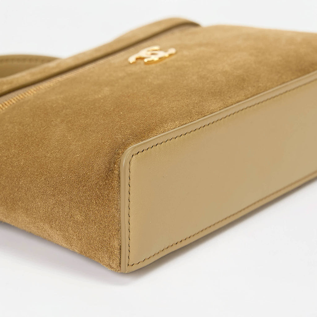 Chanel Vanity Case Camel Suede Gold‑Tone Hardware Top Handle Crossbody Bag