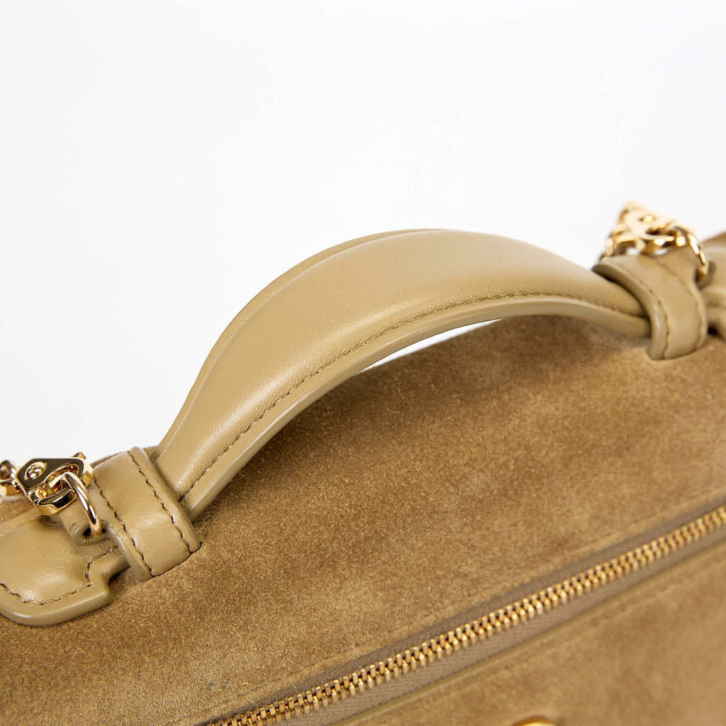 Chanel Vanity Case Camel Suede Gold‑Tone Hardware Top Handle Crossbody Bag