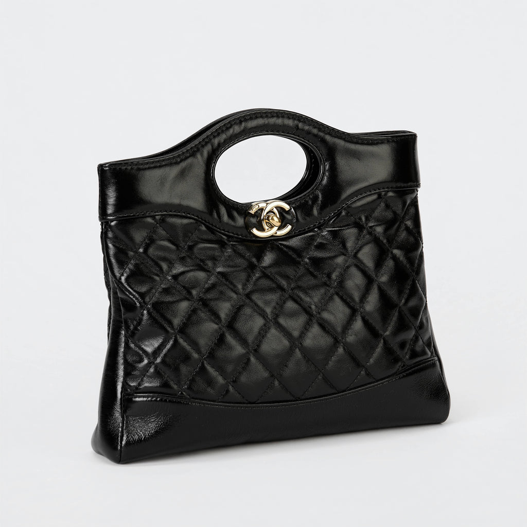 Chanel 31 Mini Shopping Bag Black Glazed Calfskin Gold‑Tone Hardware Handbag Crossbody