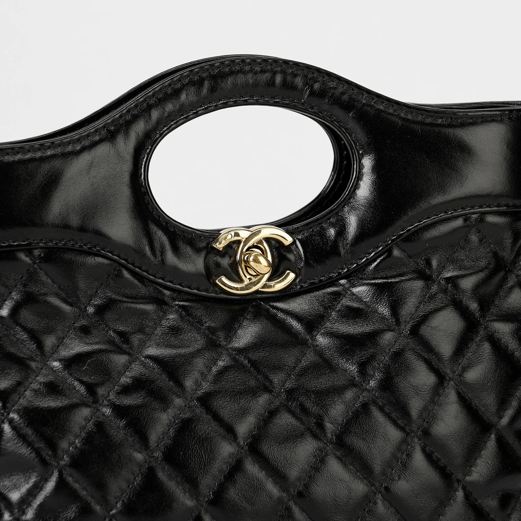 Chanel 31 Mini Shopping Bag Black Glazed Calfskin Gold‑Tone Hardware Handbag Crossbody