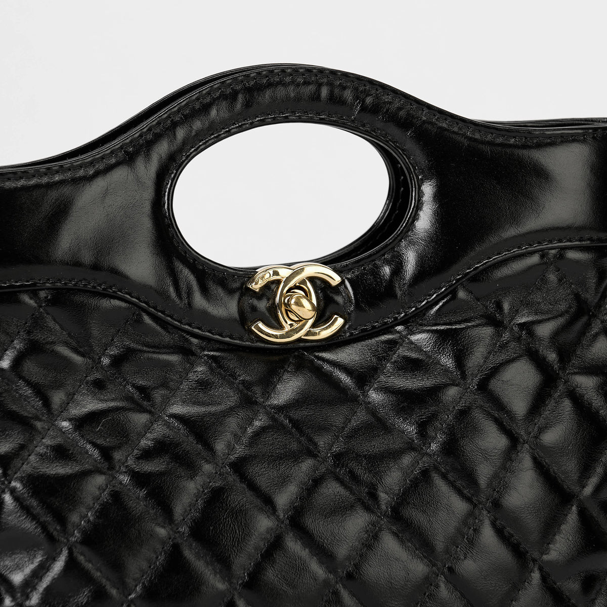 Chanel 31 Mini Shopping Bag Black Glazed Calfskin Gold‑Tone Hardware Handbag Crossbody