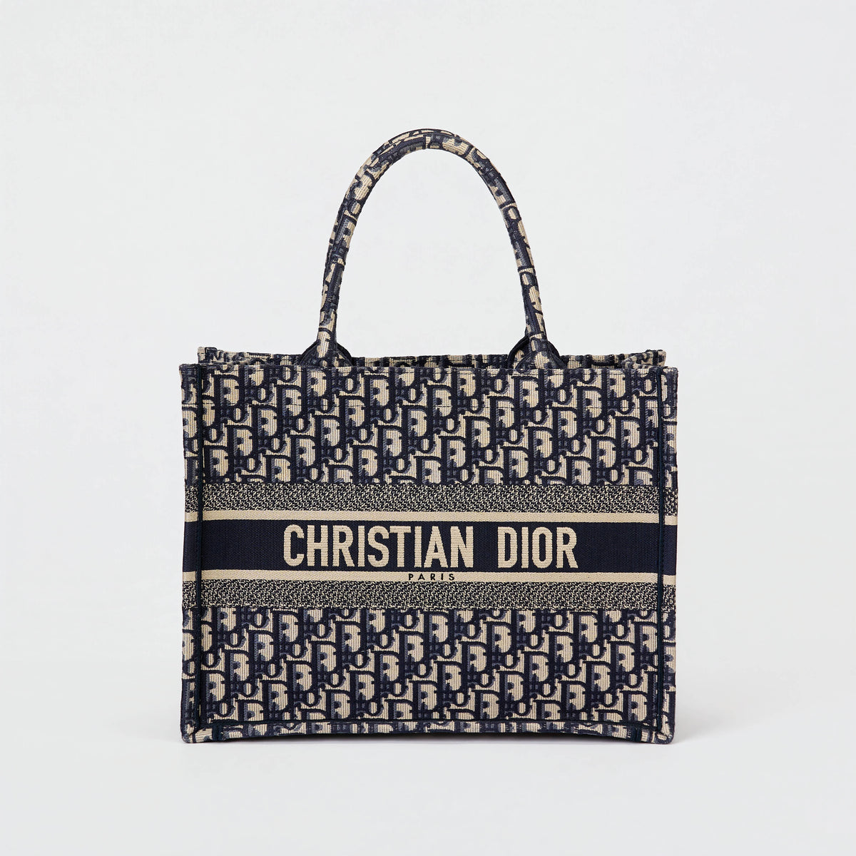 Dior Book Tote Medium Dior Oblique Embroidery Blue Canvas Tote Bag