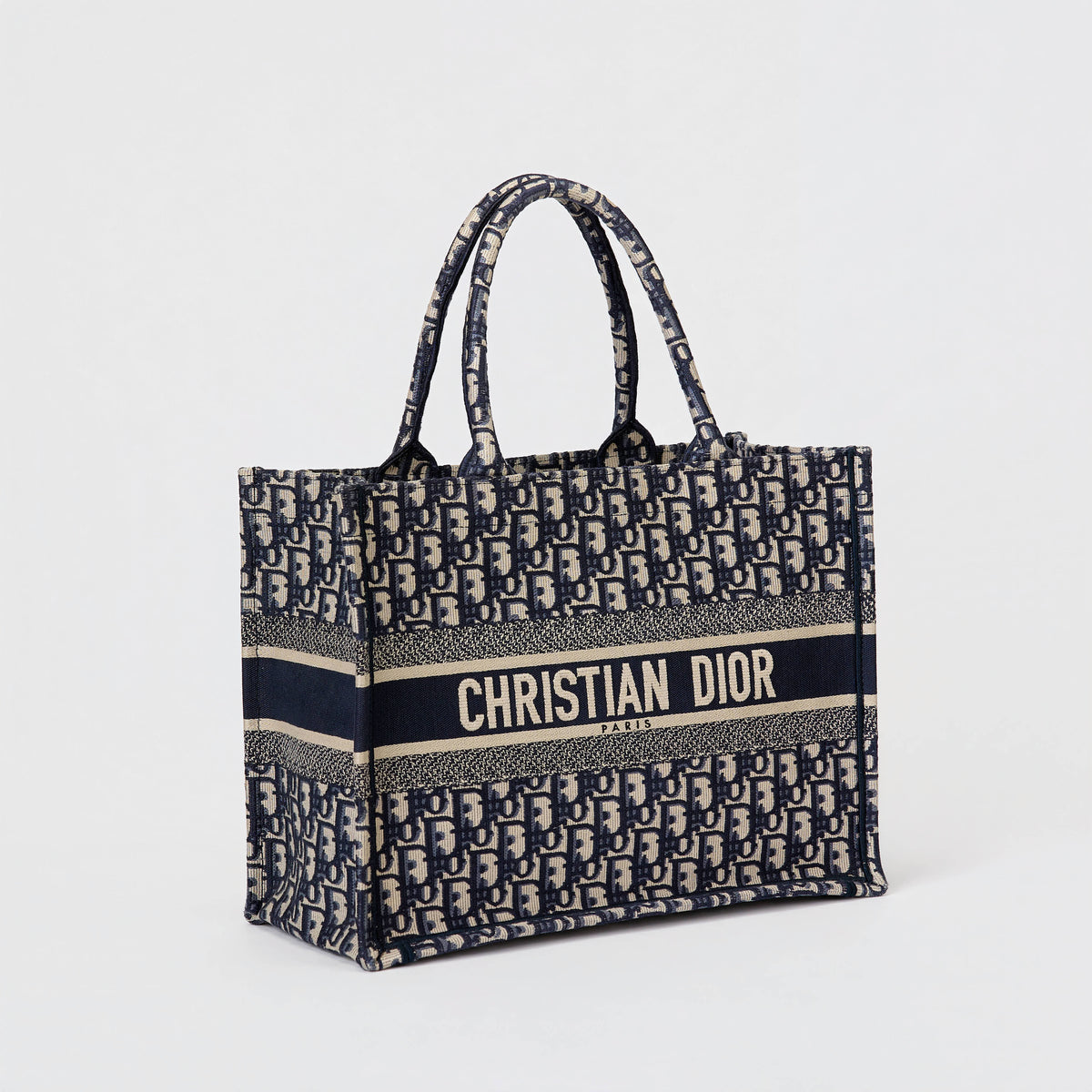 Dior Book Tote Medium Dior Oblique Embroidery Blue Canvas Tote Bag