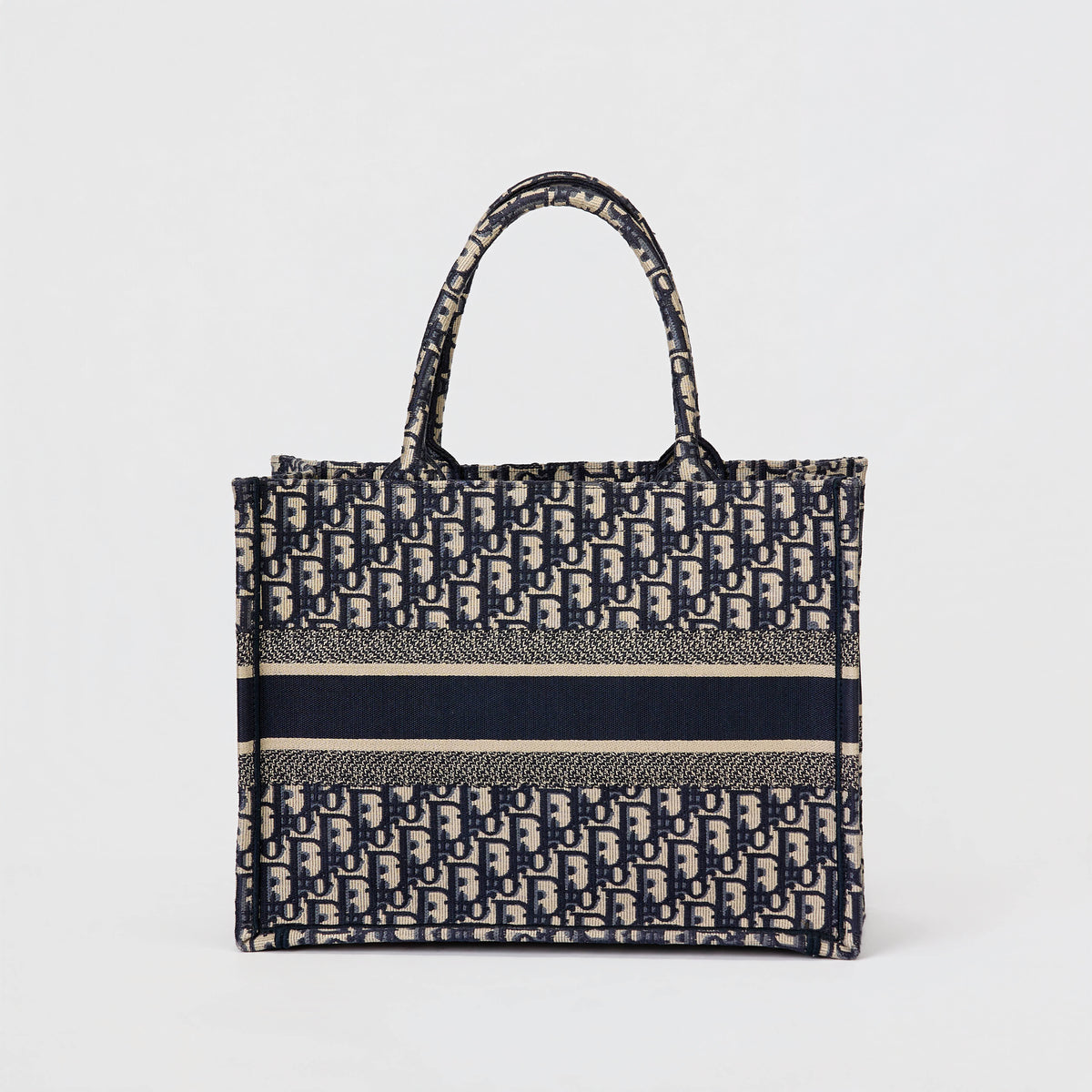 Dior Book Tote Medium Dior Oblique Embroidery Blue Canvas Tote Bag