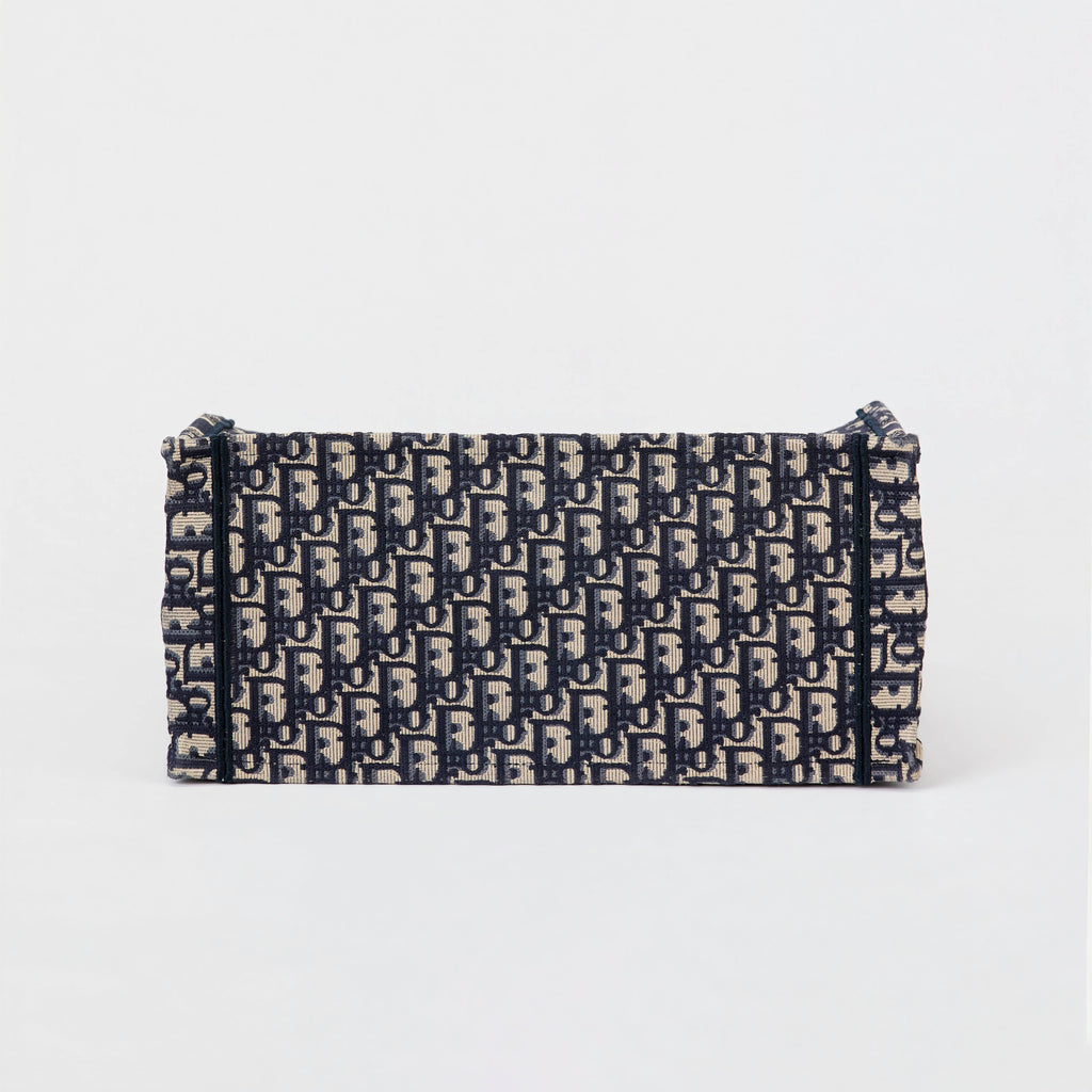 Dior Book Tote Medium Dior Oblique Embroidery Blue Canvas Tote Bag