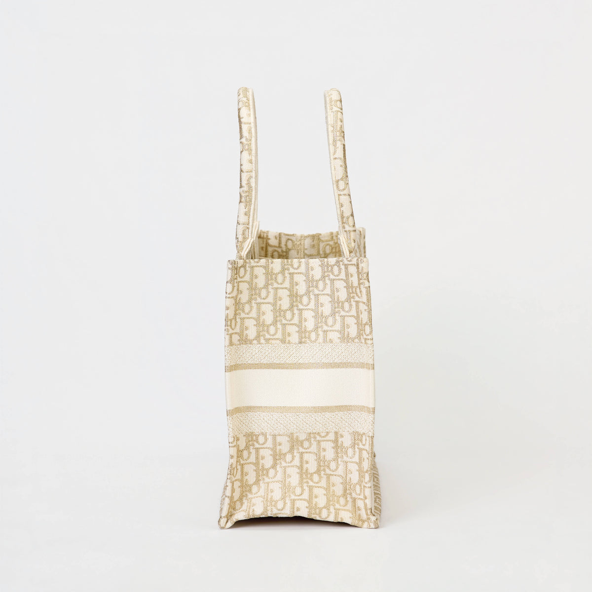 Dior Book Tote Medium Dior Oblique Gold‑Metallic Embroidery Ivory Canvas Tote Bag