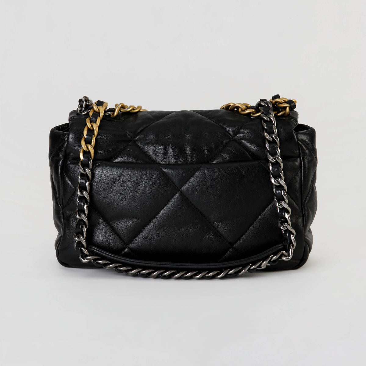 Chanel 19 Flap Bag Small Black Lambskin Mixed Gold‑Silver Hardware