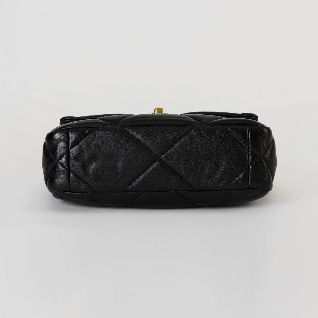 Chanel 19 Flap Bag Small Black Lambskin Mixed Gold‑Silver Hardware