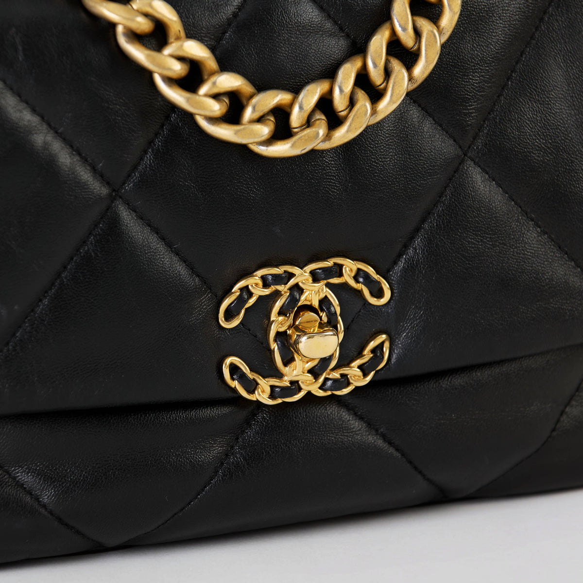 Chanel 19 Flap Bag Small Black Lambskin Mixed Gold‑Silver Hardware