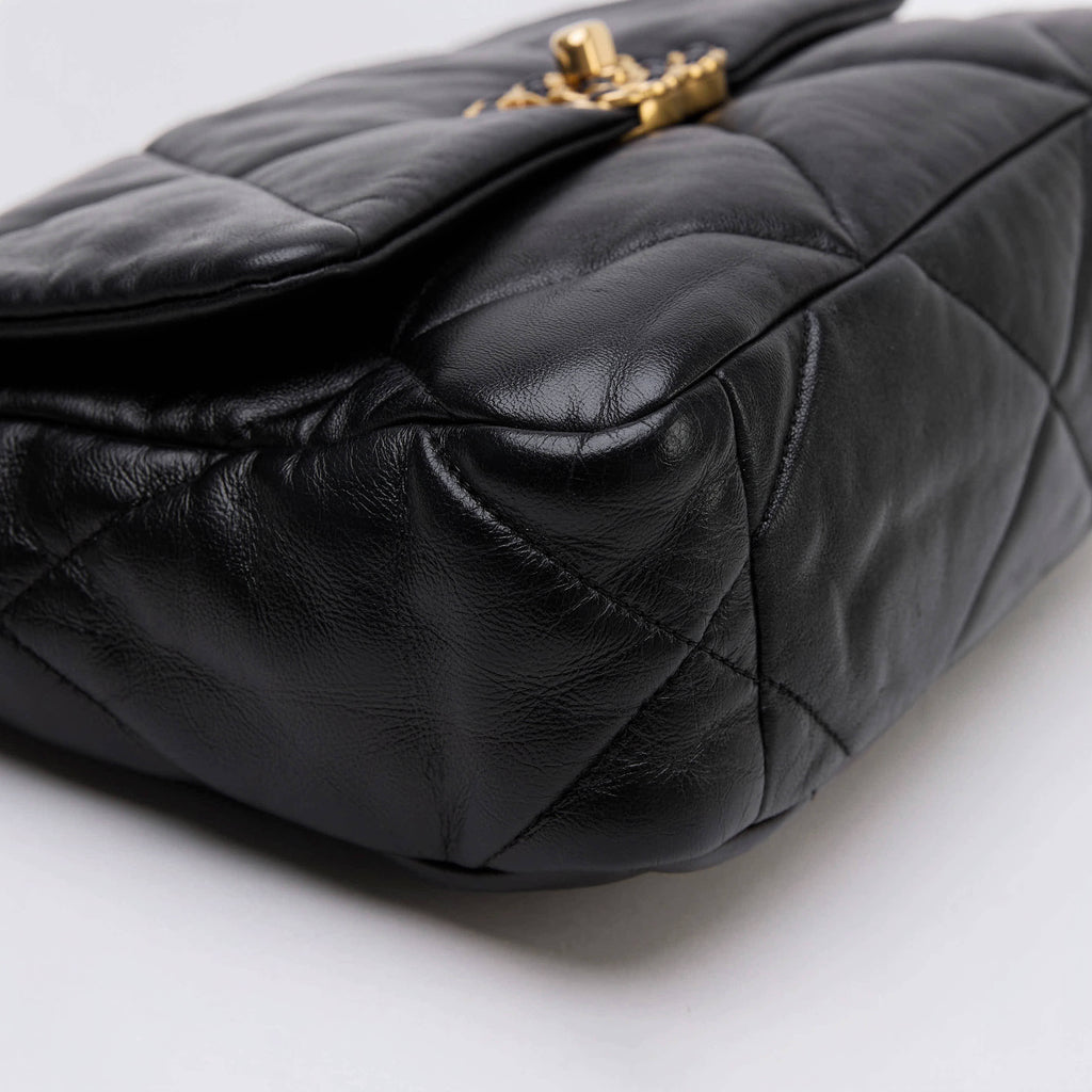 Chanel 19 Flap Bag Small Black Lambskin Mixed Gold‑Silver Hardware