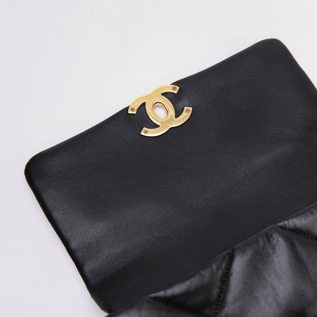 Chanel 19 Flap Bag Small Black Lambskin Mixed Gold‑Silver Hardware